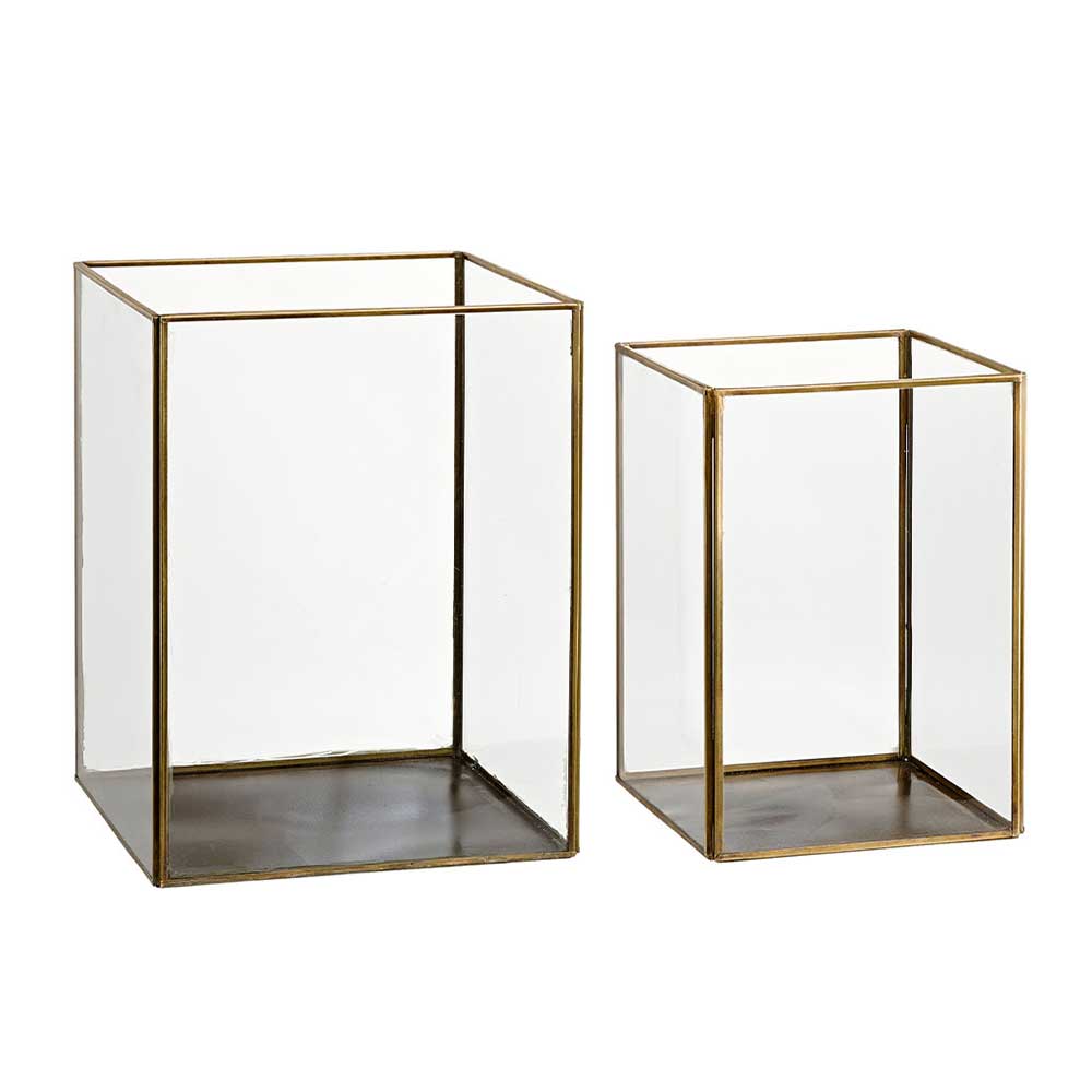 LAUSANNE Set of 2 Lanterns Brass antique