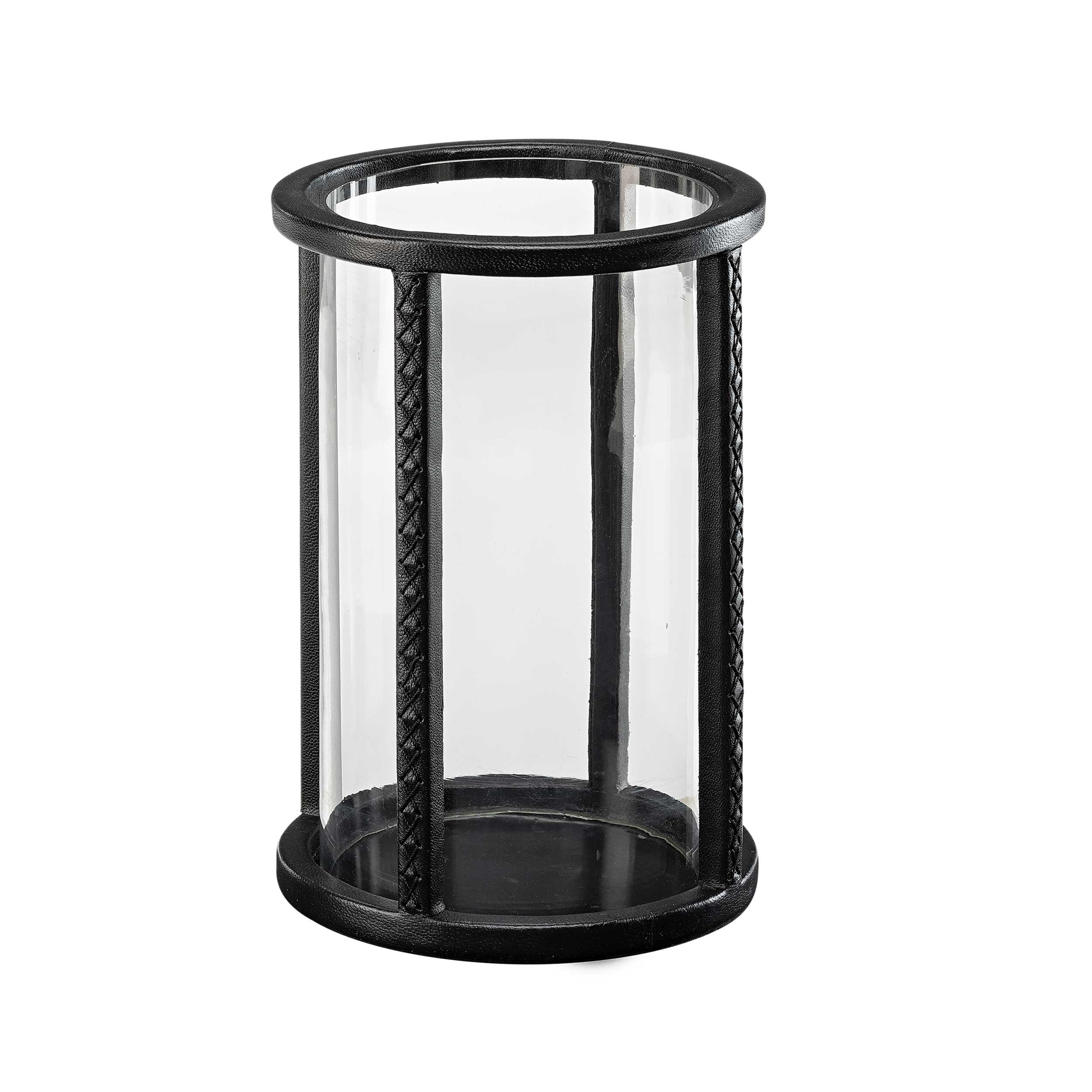 MENDOZA Lantern leather black round large