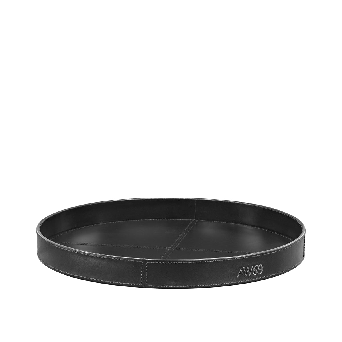 MENDOZA Round tray leather black