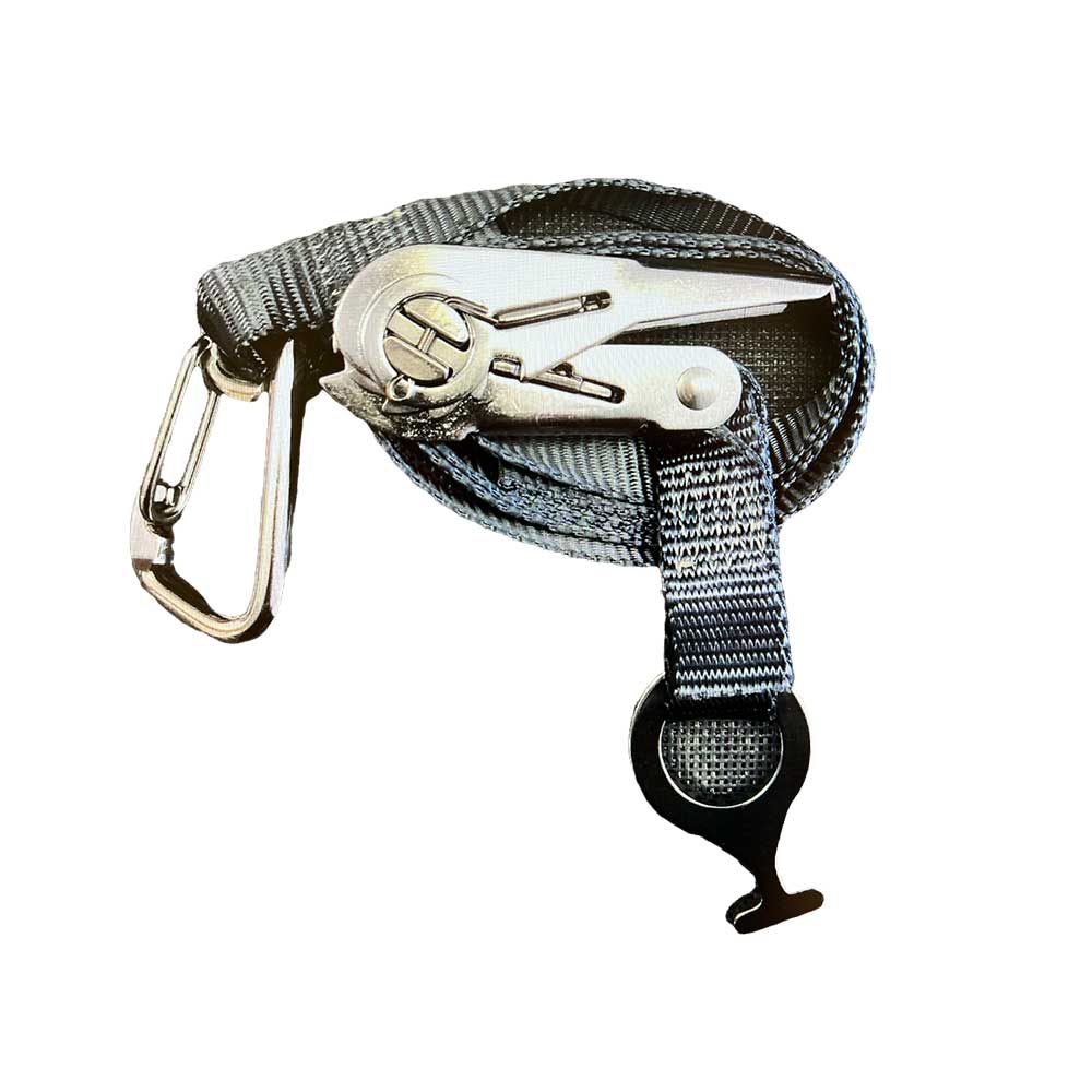 PADEYE 25MM STAINLESS RATCHET STRAP 1.2M GREY