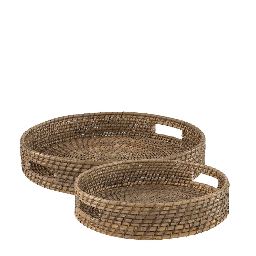 AMAZON round tray 2-set natural antique