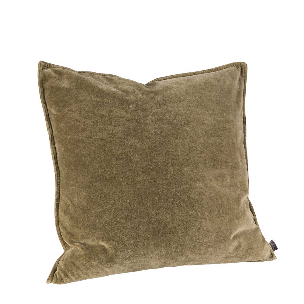 Housse de coussin KELLY unie olive 50x50