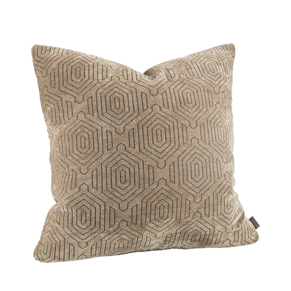 LAUREL ETHNIC Taupe CC plain Cushioncover 50x50