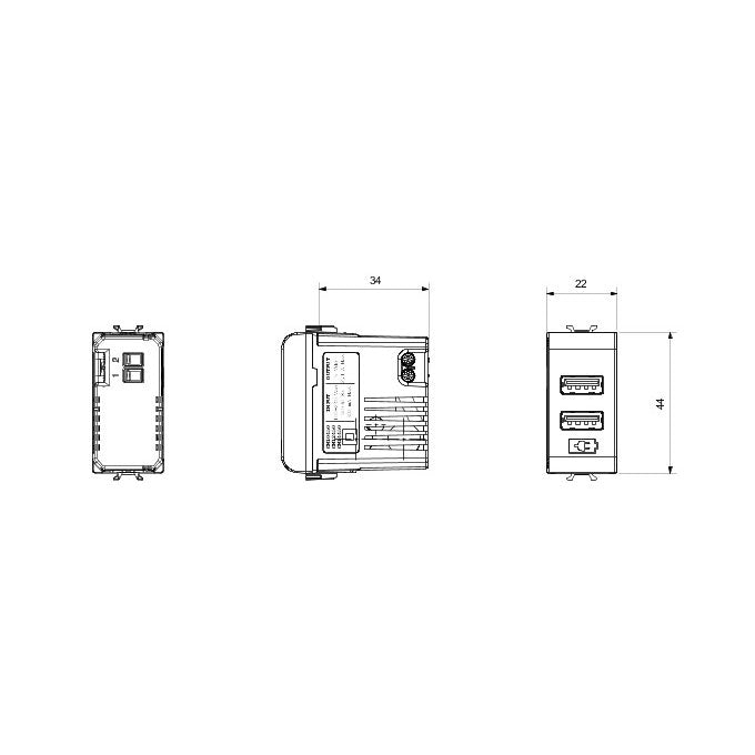 مخرج USB مزدوج GEWISS GW12450 1G