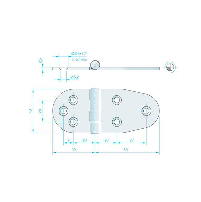 NordWest HINGE 98x40MM FOR BATHING PLATFORM DOOR