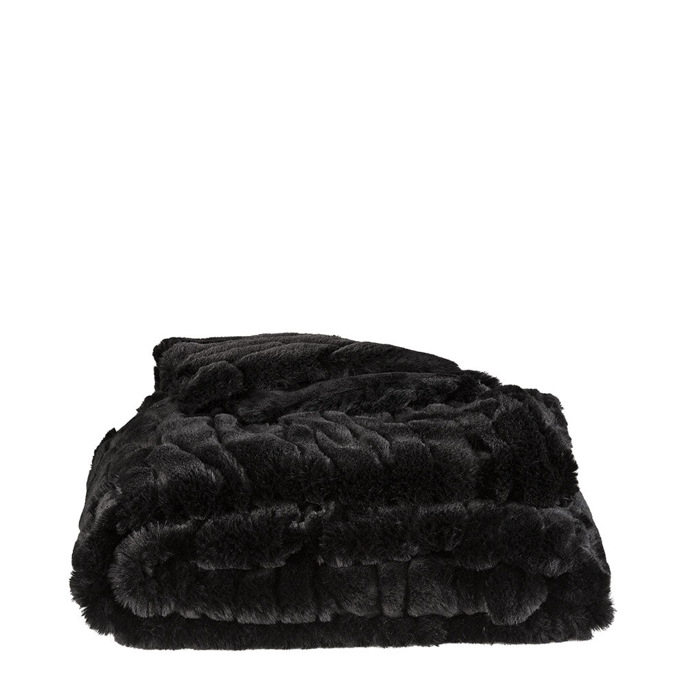 CELINE Solid Black Throw 127x150