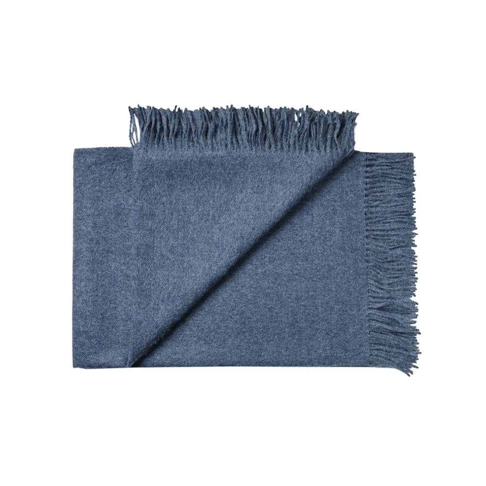 Plaid / shawl in baby Alpaca, denim blue