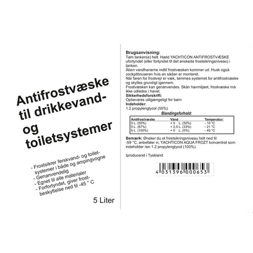 ANTI FREEZE FOR DRINKING WATER AND TOILET SYSTEMS 5L